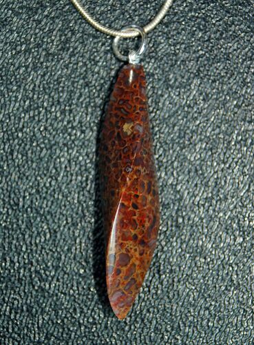 Agatized Dinosaur Bone Pendant - Brown Spiderweb #4280